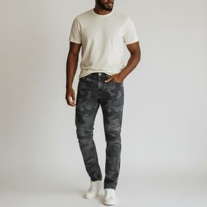 True Religion Gray Camo Rocco Moto Jeans Men’s 33/38 Inseam 33.5" Rise 12"